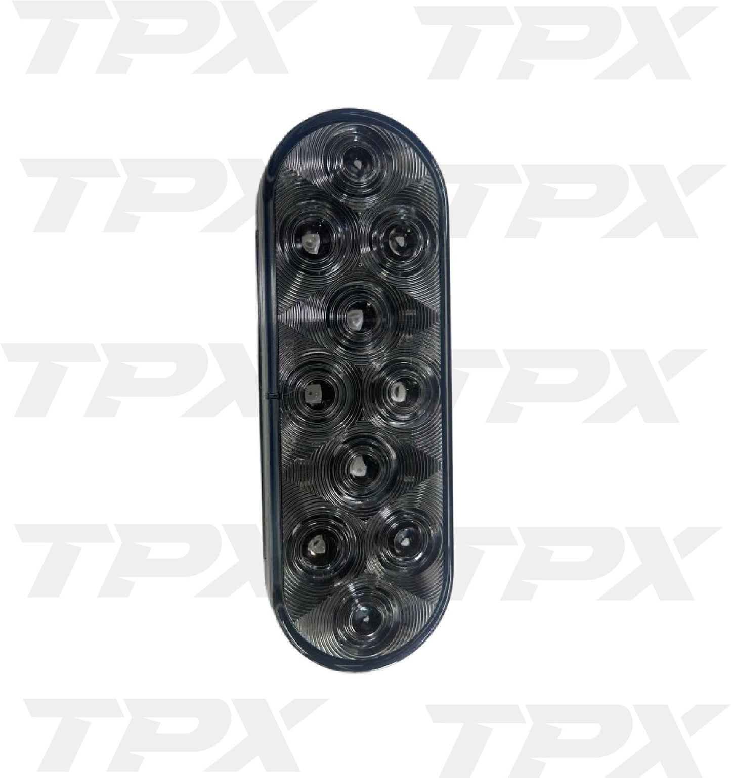 6" Oval LED Light Clear Red Smoke